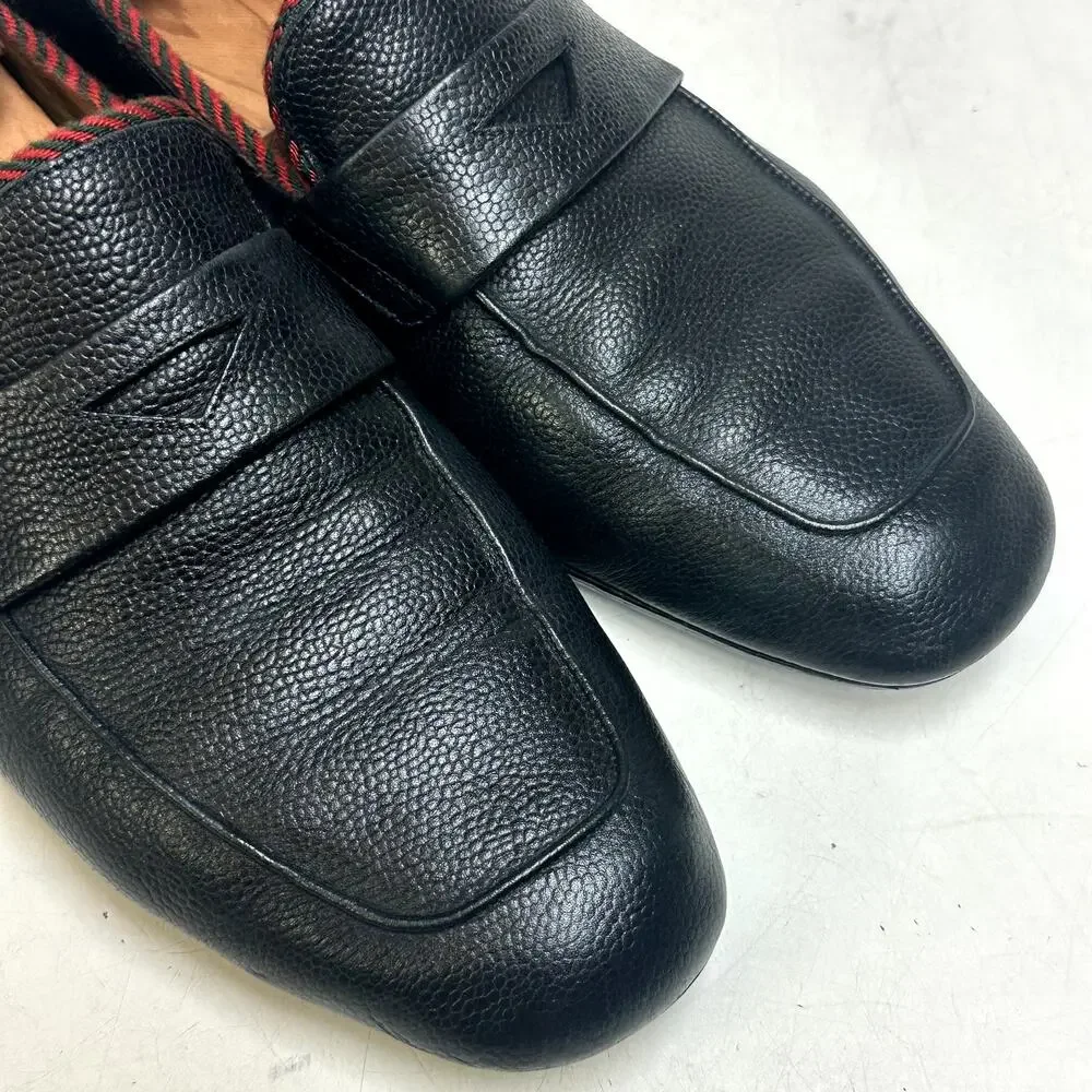 RESOLED Gucci Jordaan Penny Loafer Tiger Head Accent Black Pebbled UK 8 US 9 D